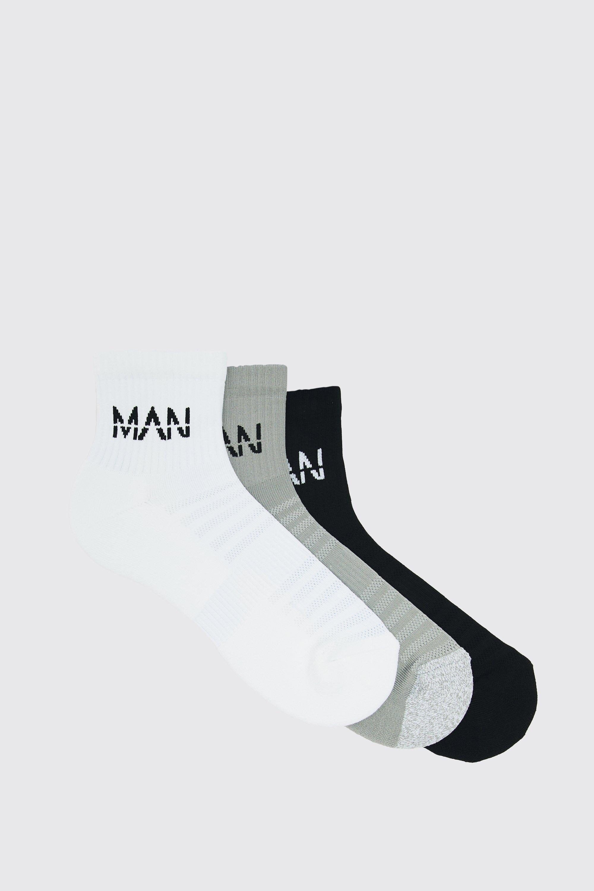 Man Active Cushioned Training Crew 3 Pack Sock | boohooMAN USA Product Image