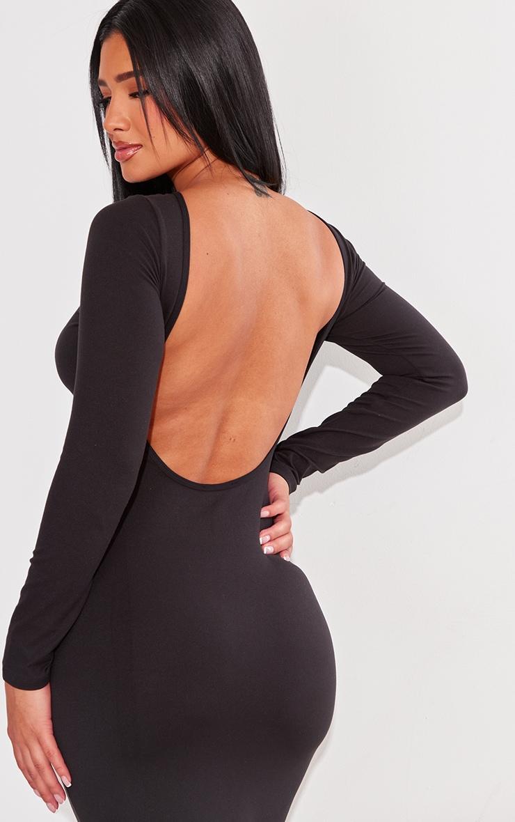 Shape Black Sculpted Long Sleeve Low Back Maxi Dress Product Image