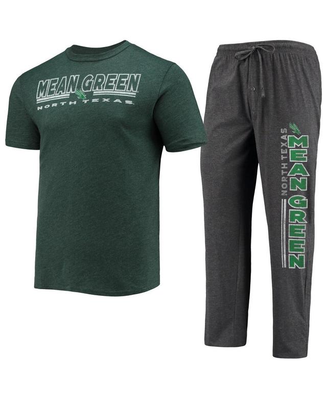 Mens Concepts Sport Heathered Charcoal/Kelly Green North Texas Mean Green Meter T-Shirt & Pants Sleep Set Grey Product Image