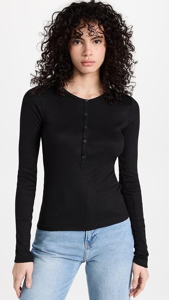 rag & bone The Rib Knit Henley Top | Shopbop Product Image