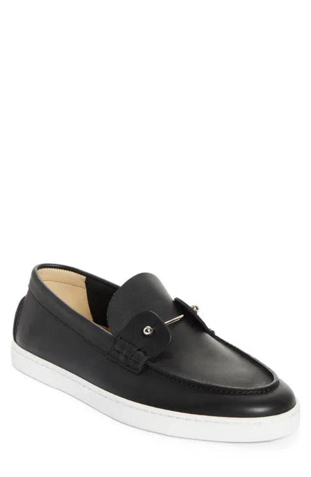 CHRISTIAN LOUBOUTIN Mens Chambeliboat Leather Low-top Boat Shoes Blac In Black Product Image