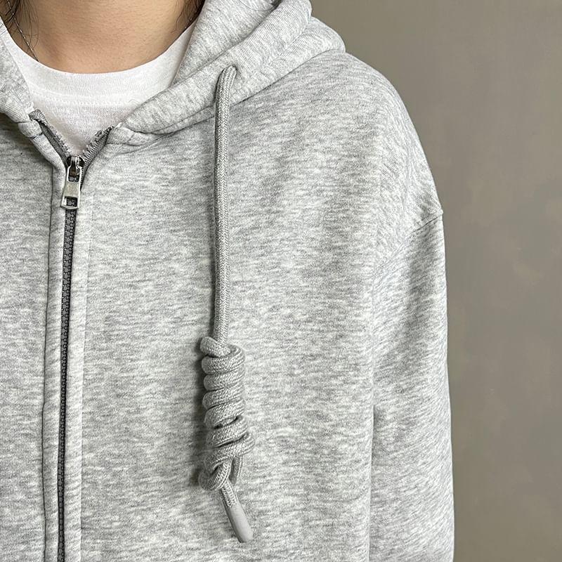 Plain Zip-Up Hoodie Product Image