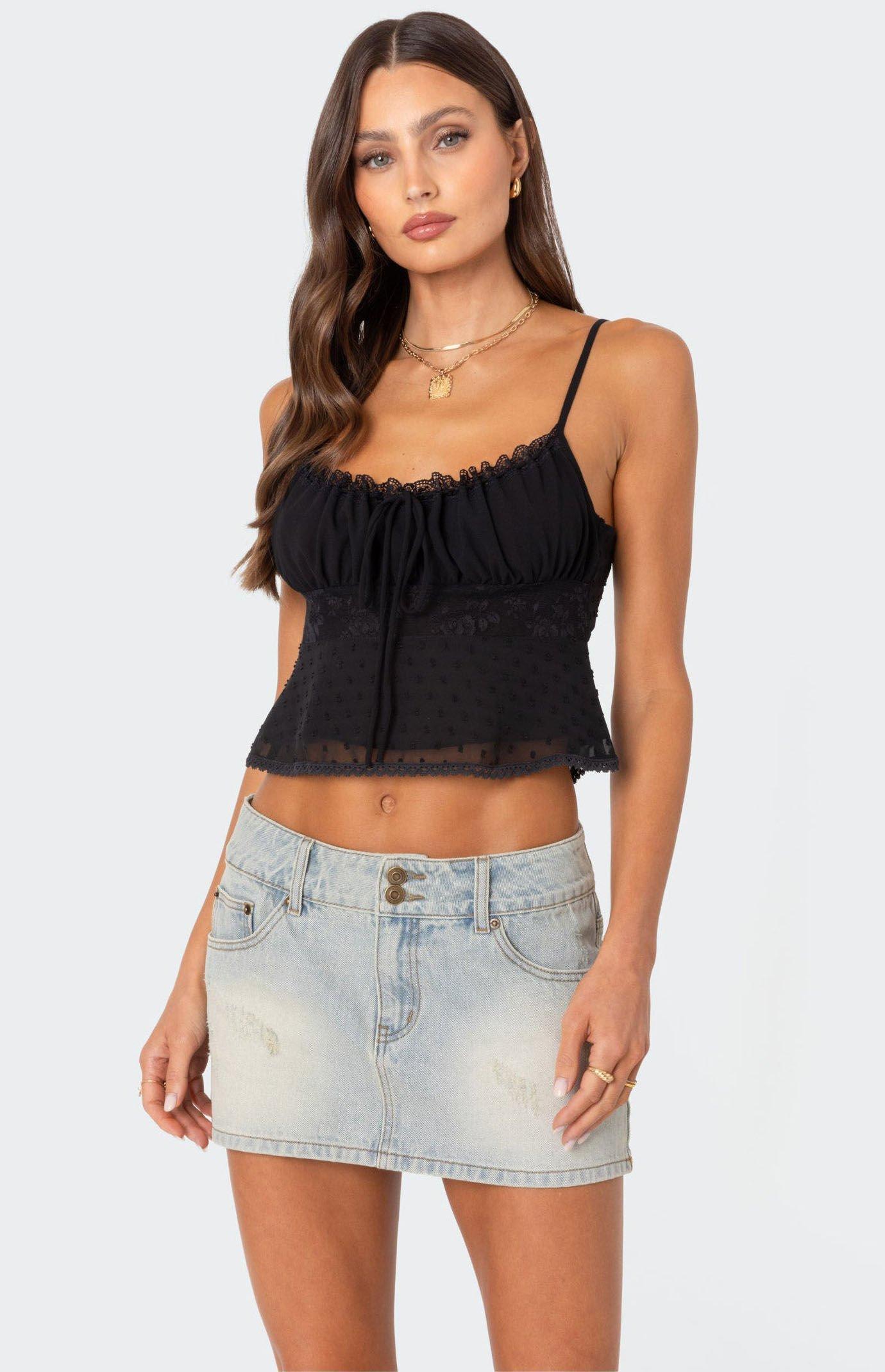 Edikted Women's Wendy Tie Back Lacey Top product image