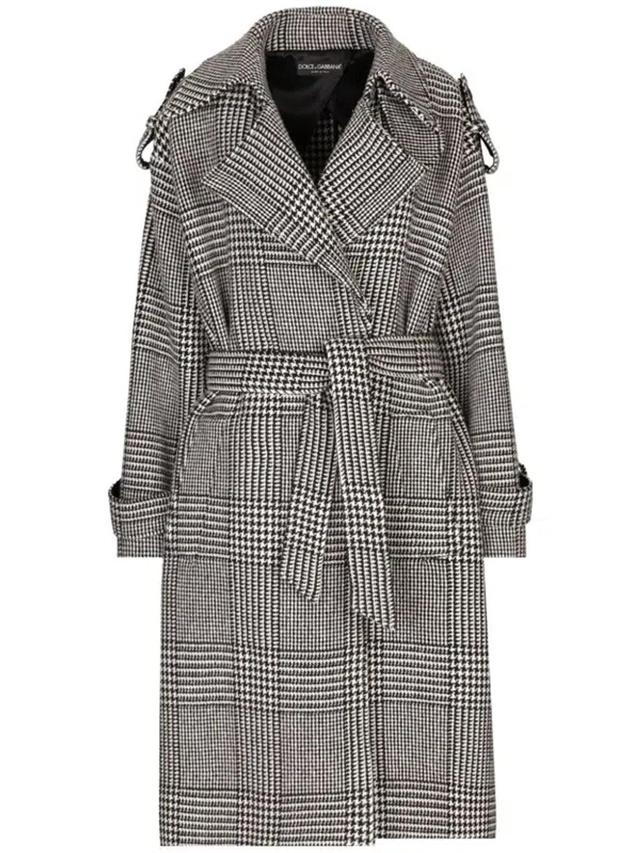 Check-pattern Coat In Grey Product Image