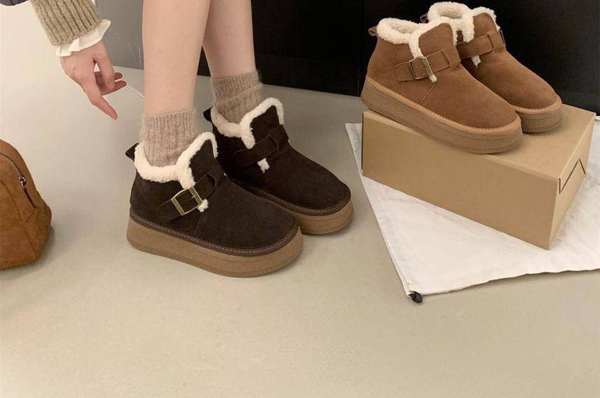 Fleece Lined Platform Ankle Snow Boots Product Image