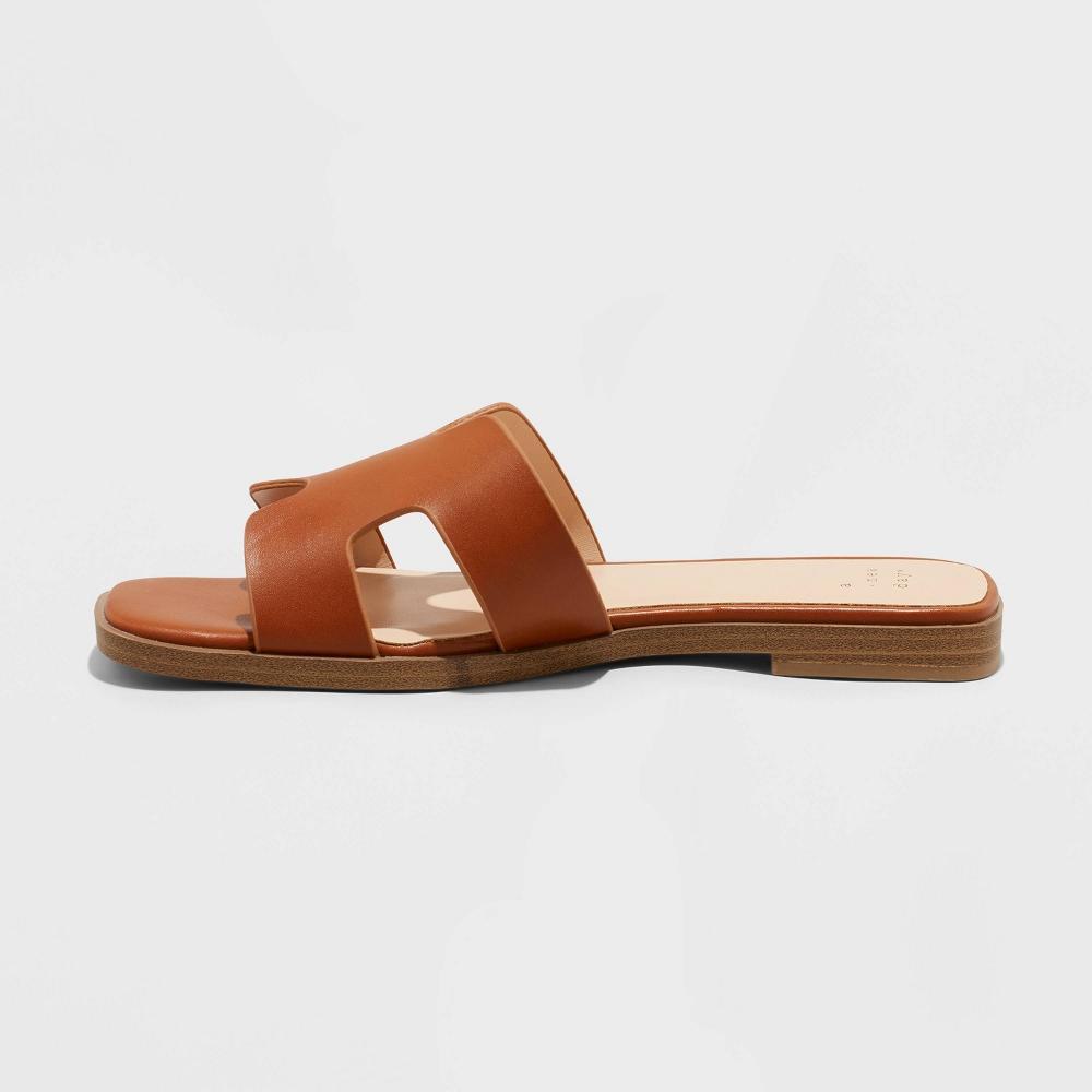 Womens Nina Slide Sandals - A New Day Cognac 9 Product Image