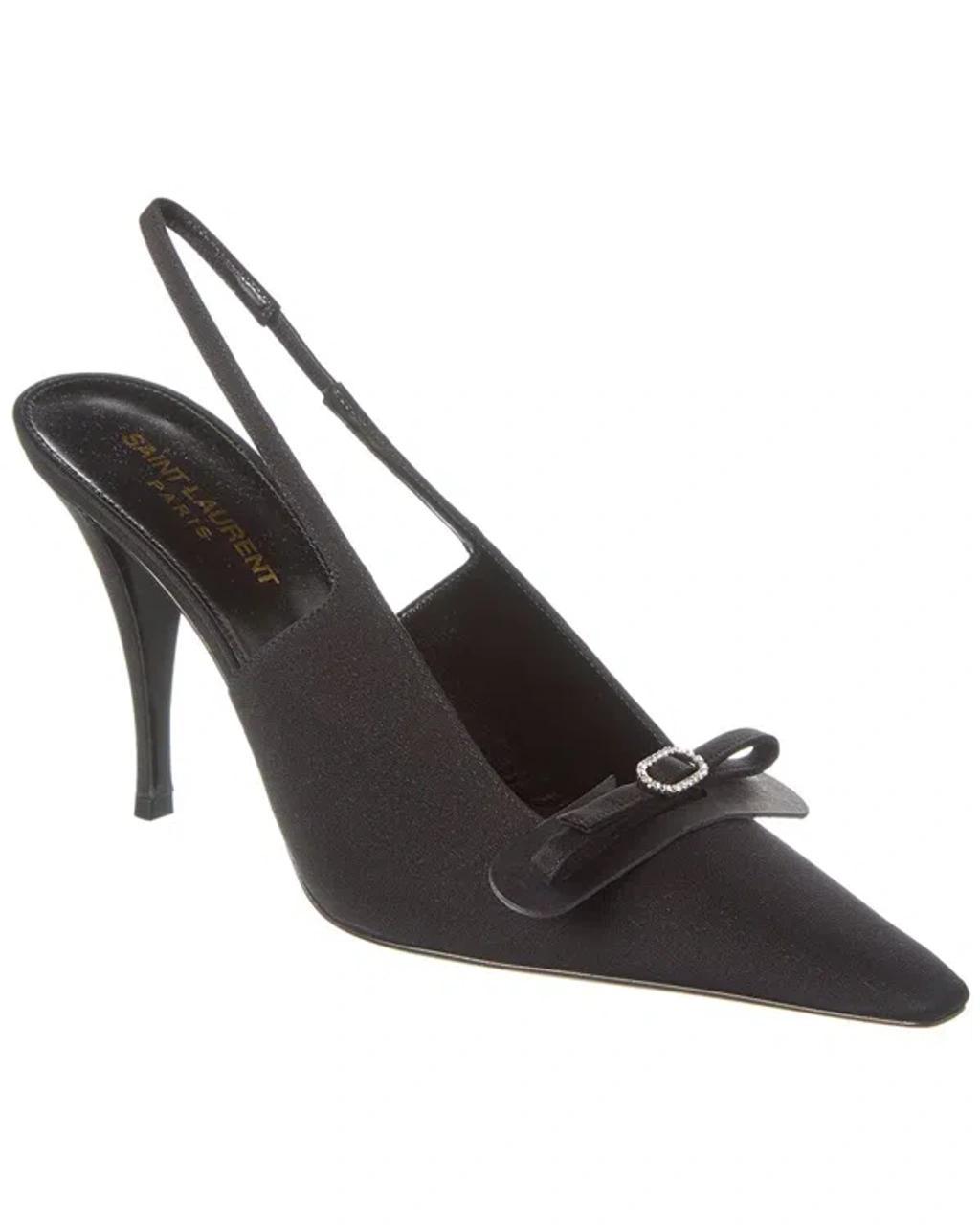 SAINT LAURENT Bow Line Pointed Toe Slingback Pump In Black product image