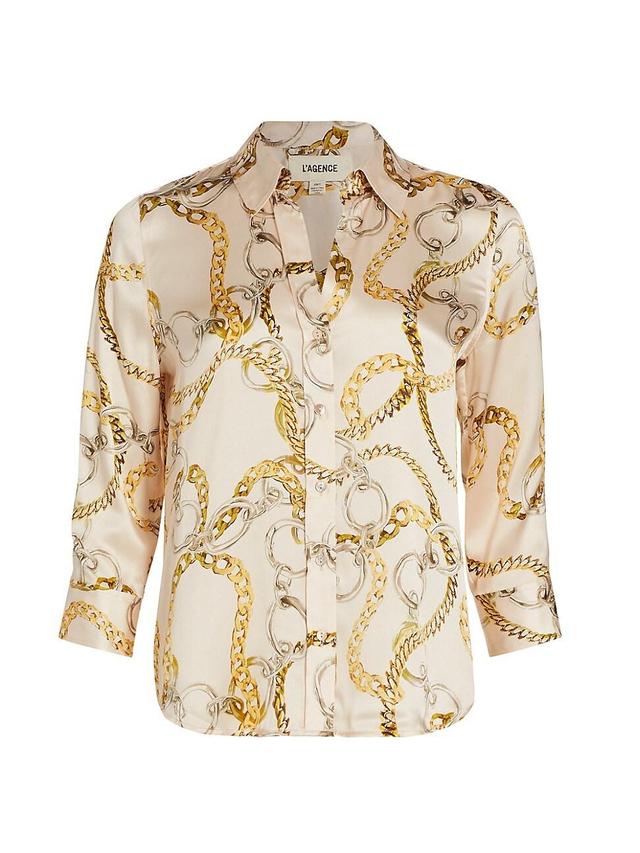 Dani Multi Chain Printed Silk Blouse Product Image