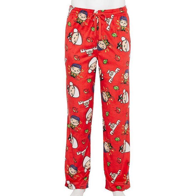 Mens Christmas Vacation Fleece Pajama Pants Red Product Image