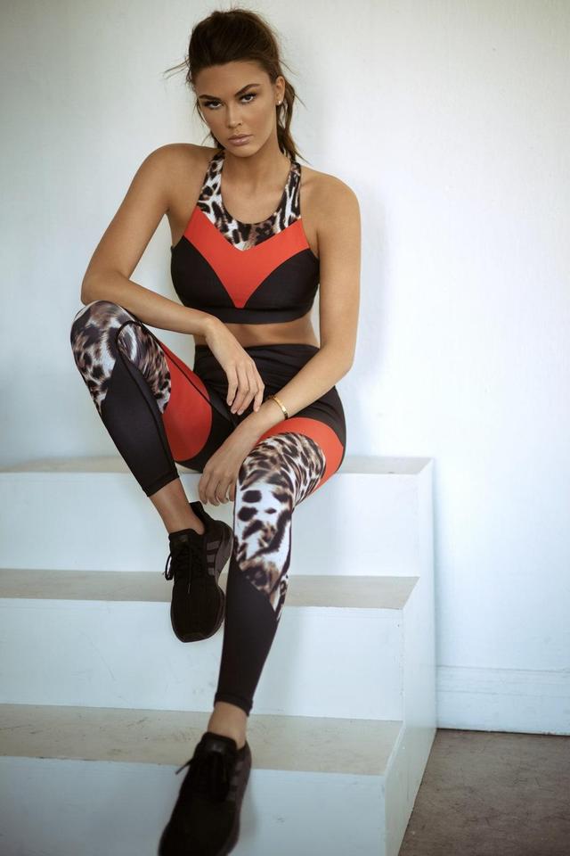 Women's Leopard Colorblock Activewear Set Female Product Image