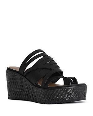 Donald Pliner Womens Leather Toe Loop Wedge Slide Sandals Product Image