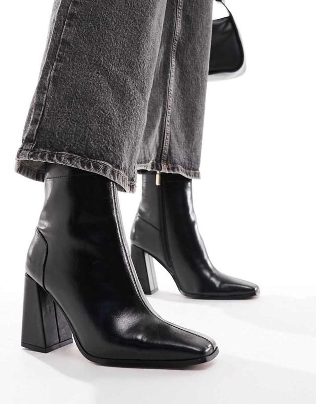 ASOS DESIGN Wide Fit Everest flared heel boots in black Product Image