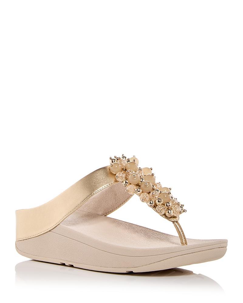 FitFlop Fino Bauble-Bead Toe-Post Sandals (Platino) Women's Sandals Product Image