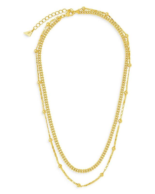 Sterling Forever Double Layer Beaded Chain Necklace, 16 Product Image