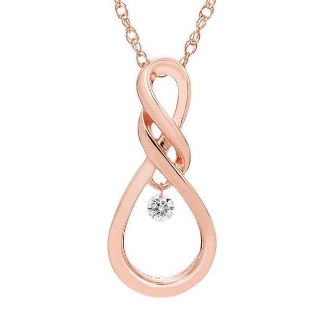 Boston Bay Diamonds Sterling Silver Dancing Diamond Accent Infinity Pendant Necklace, Womens Pink Tone Product Image