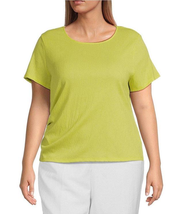 Calvin Klein Plus Size Knit Round Neck Short Sleeve Ruched Side Top Product Image