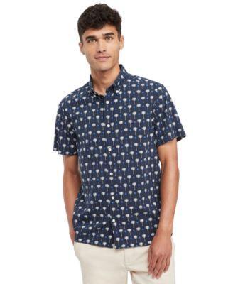 Men's Slim-Fit Short Sleeve Button-Front Palm Print Shirt Product Image