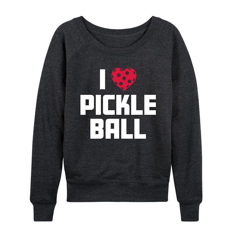 Womens I Love Pickleball Slouchy Graphic Sweatshirt, Girls Grey Gray Product Image