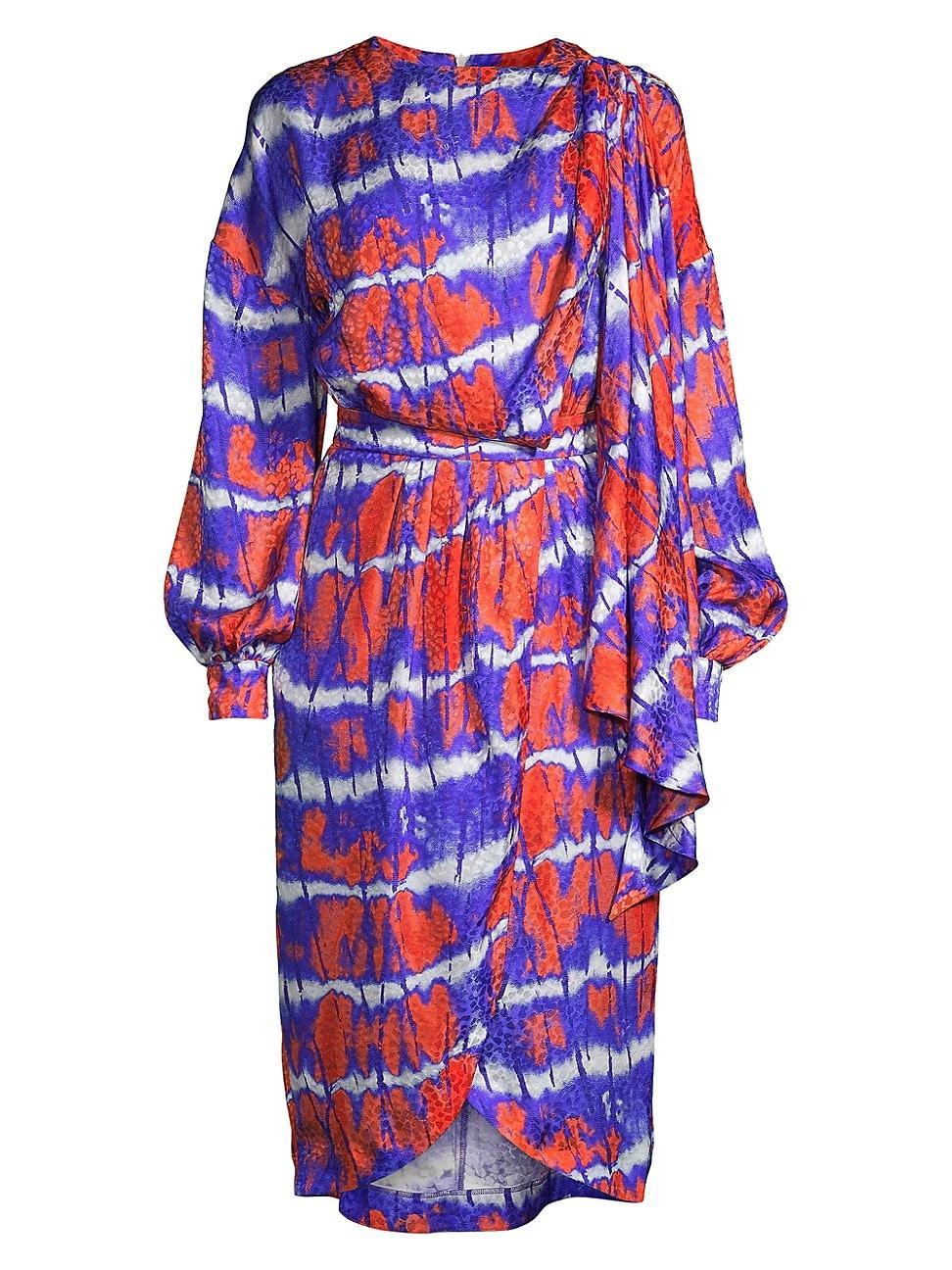 Womens Silk Tie-Dye Midi-Dress Product Image