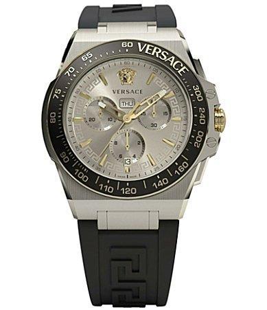 Versace Mens Swiss Chronograph Greca Extreme Black Silicone Strap Watch 45mm Product Image