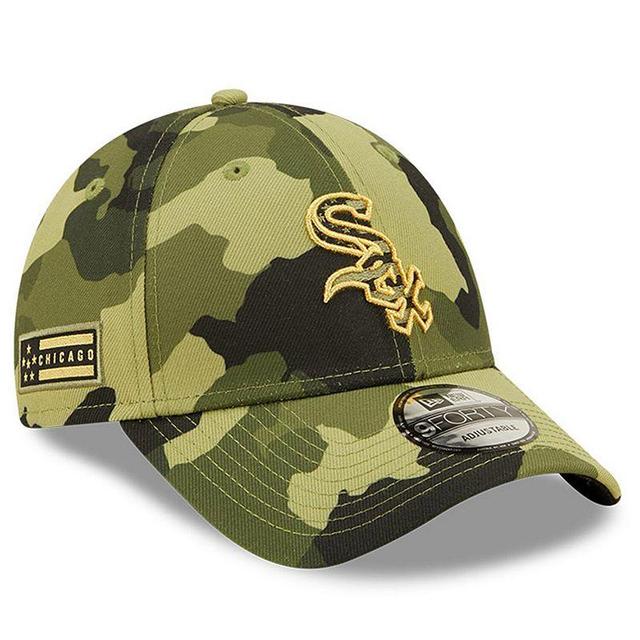 Mens New Era Camo Chicago White Sox 2022 Armed Forces Day 9FORTY Snapback Adjustable Hat, Green Product Image