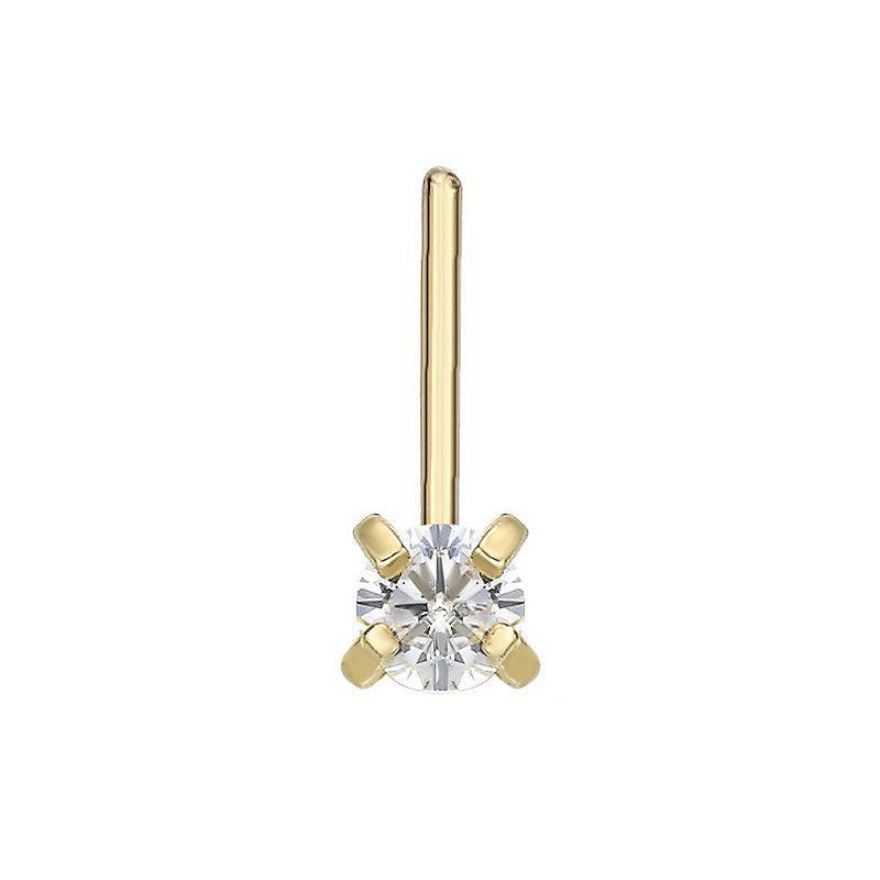 Lila Moon 14k White Gold 2 mm Cubic Zirconia L-Shape Nose Stud, Womens, 14k Gold Product Image