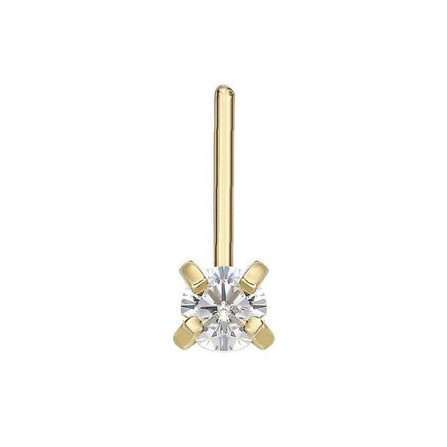 Lila Moon 14k White Gold 2 mm Cubic Zirconia L-Shape Nose Stud, Womens, 14k Gold Product Image