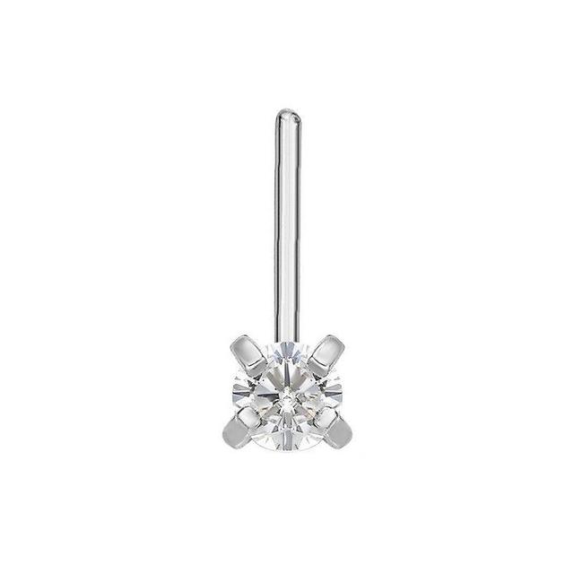 Lila Moon 14k White Gold 2 mm Cubic Zirconia L-Shape Nose Stud, Womens Product Image