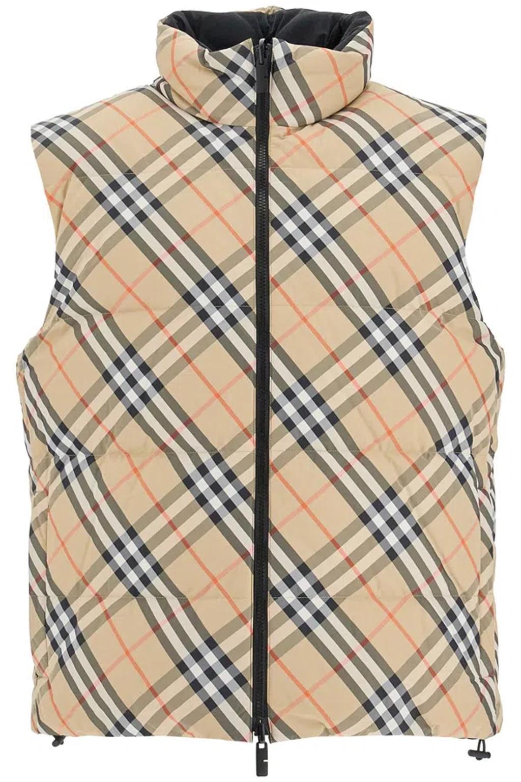 Ered  Reversible Checkered Nylon Sleeveless In Beige Product Image