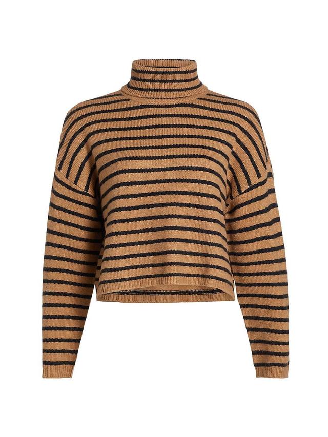 Womens Striped Boxy Turtleneck Sweater Product Image