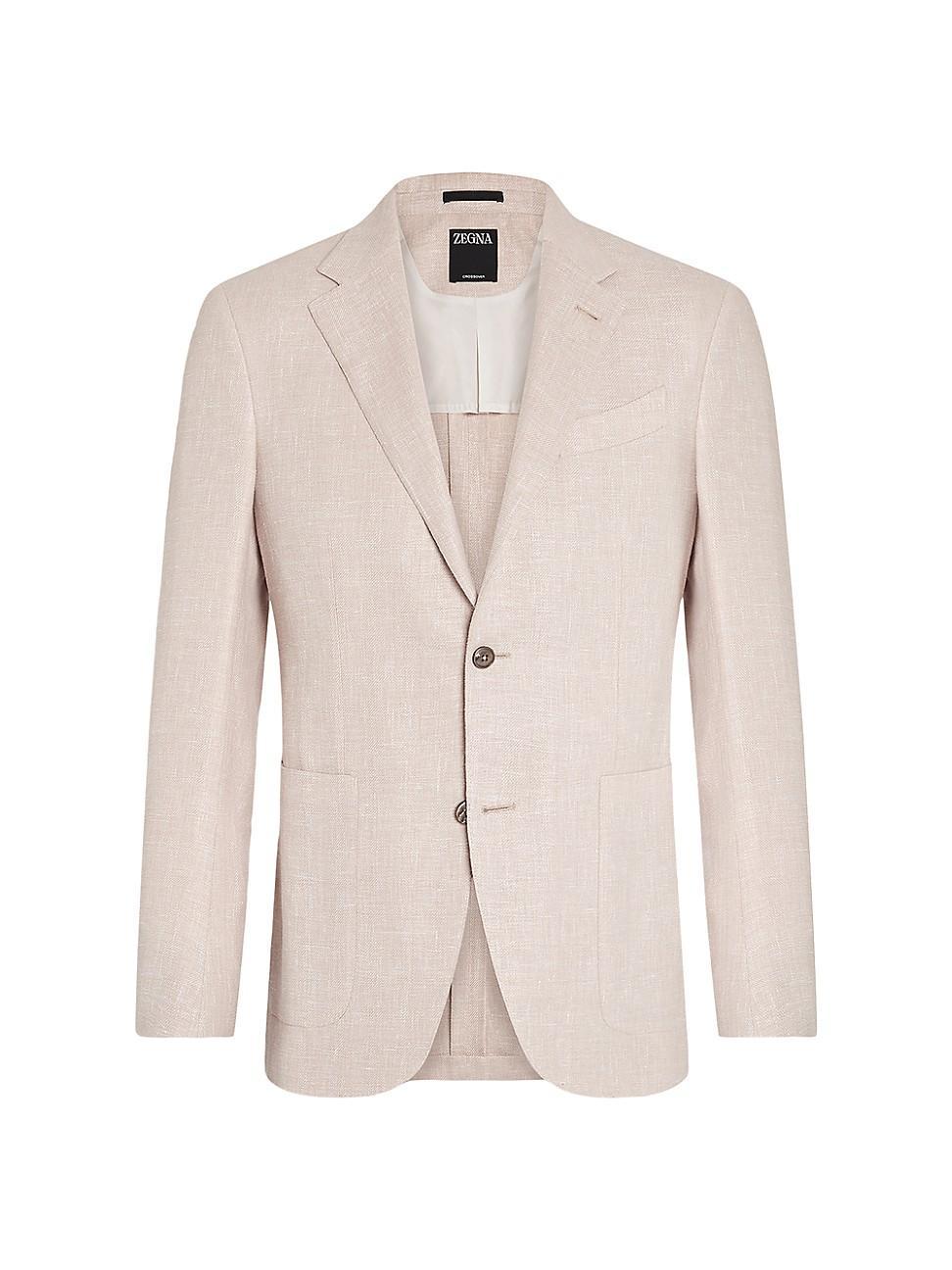 Mens Crossover Linen Wool and Silk Blend Jacket Product Image