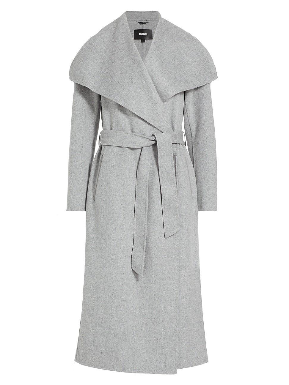 Womens Belted Light Wool Coat Product Image