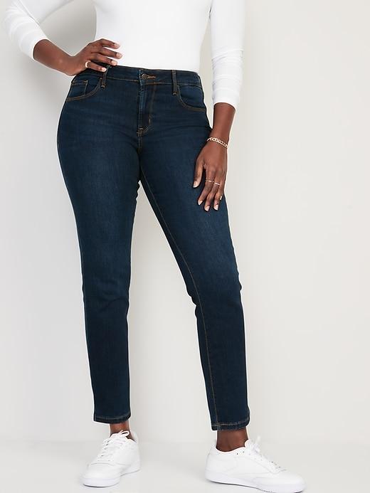 Mid-Rise Power Slim Straight Jeans Product Image