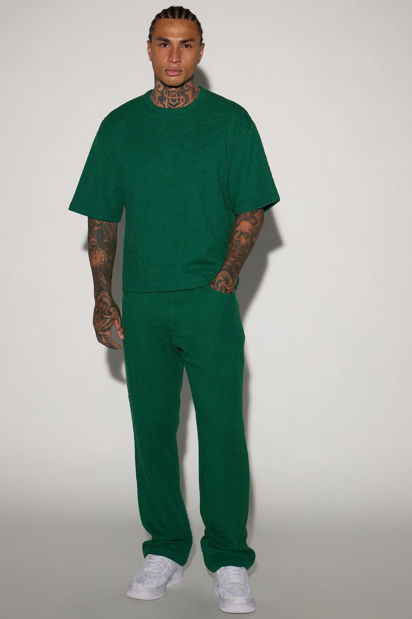 Jordan Textured Straight Pants - Green Product Image