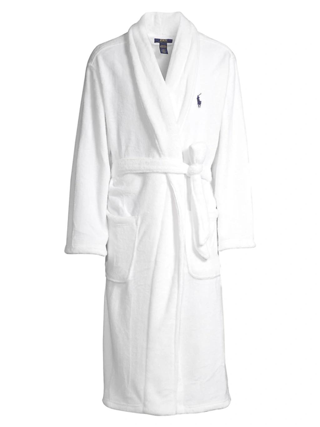 Cotton Fleece Robe In Cruise Navy/white Product Image