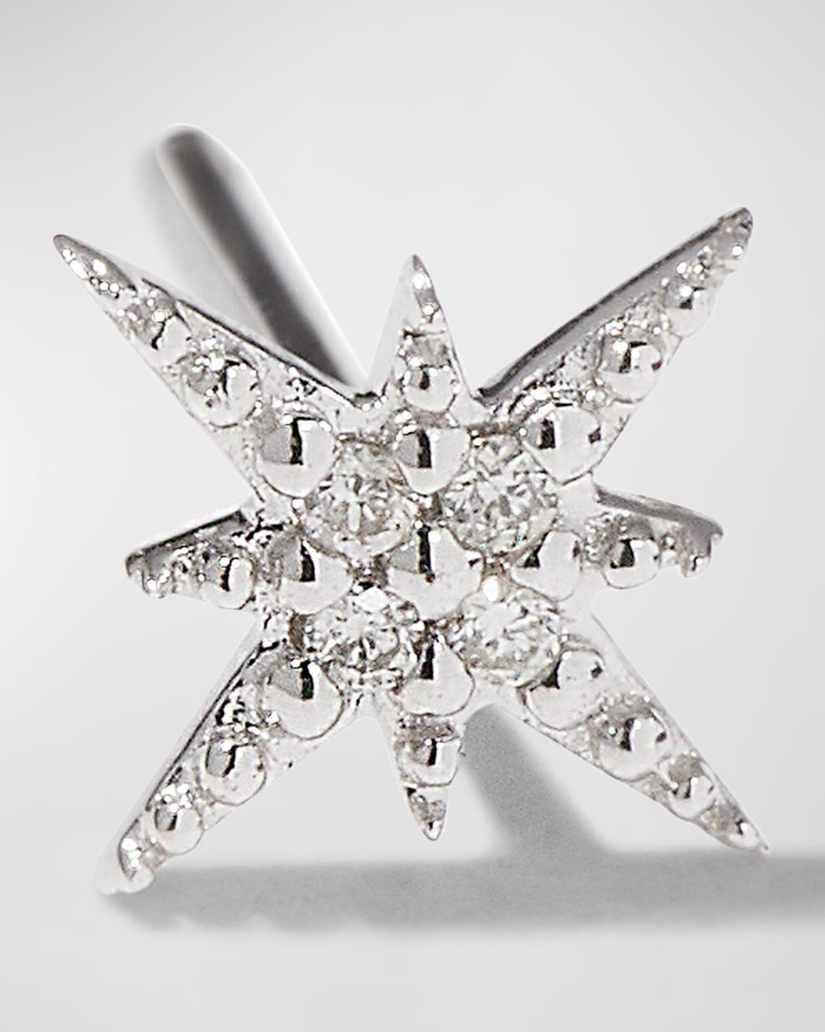 Womens 14K White Gold & Diamond Pav Starburst Single Stud Earring Product Image