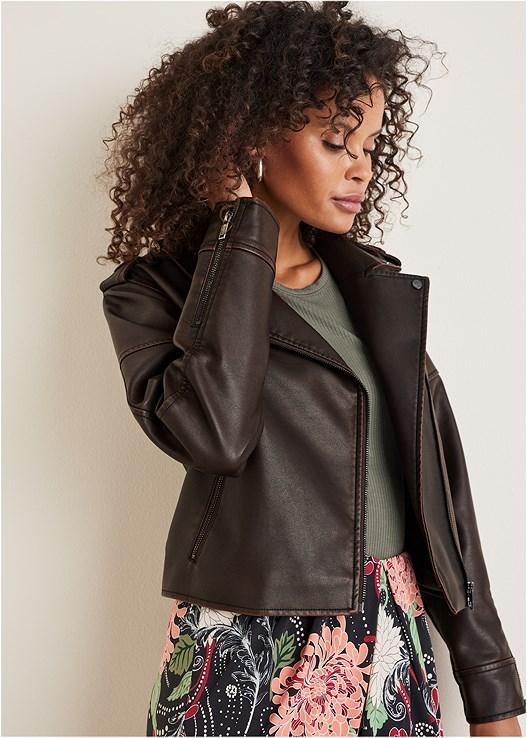 Distressed Leather Jacket Product Image