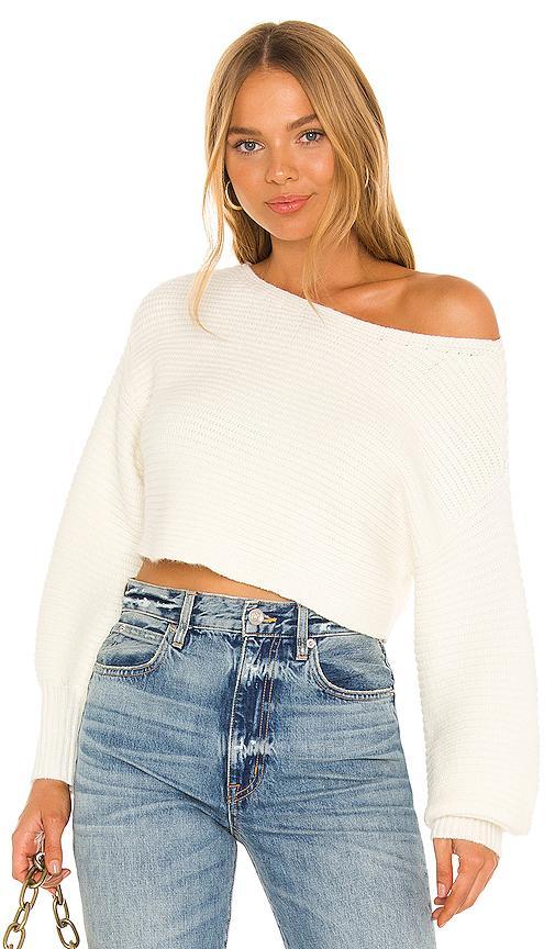 Lovers and Friends Camille Off Shoulder Sweater in White. Size L, M, XS. Product Image