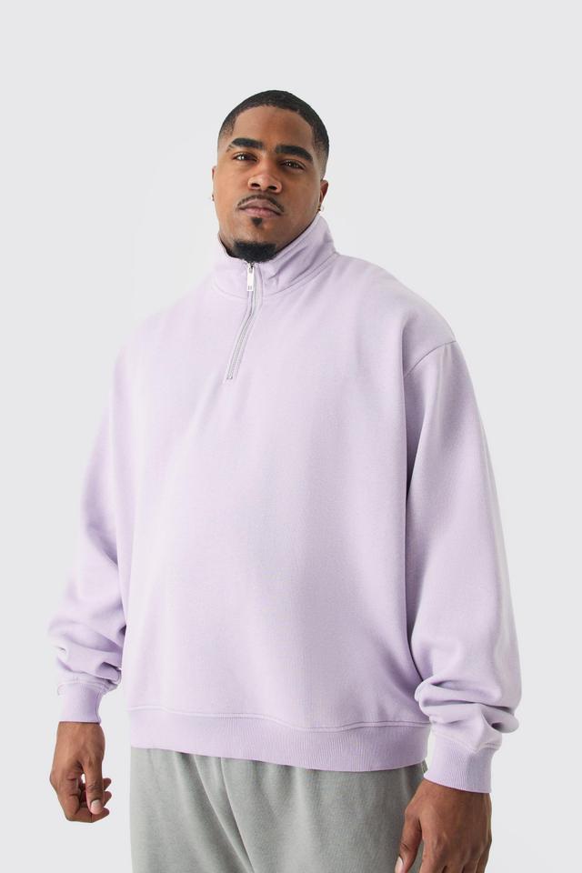 Plus Oversized Boxy 1/4 Zip Sweatshirt | boohooMAN USA Product Image