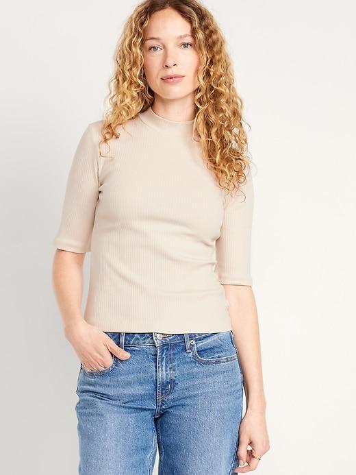 Ribbed Mock-Neck Top Product Image