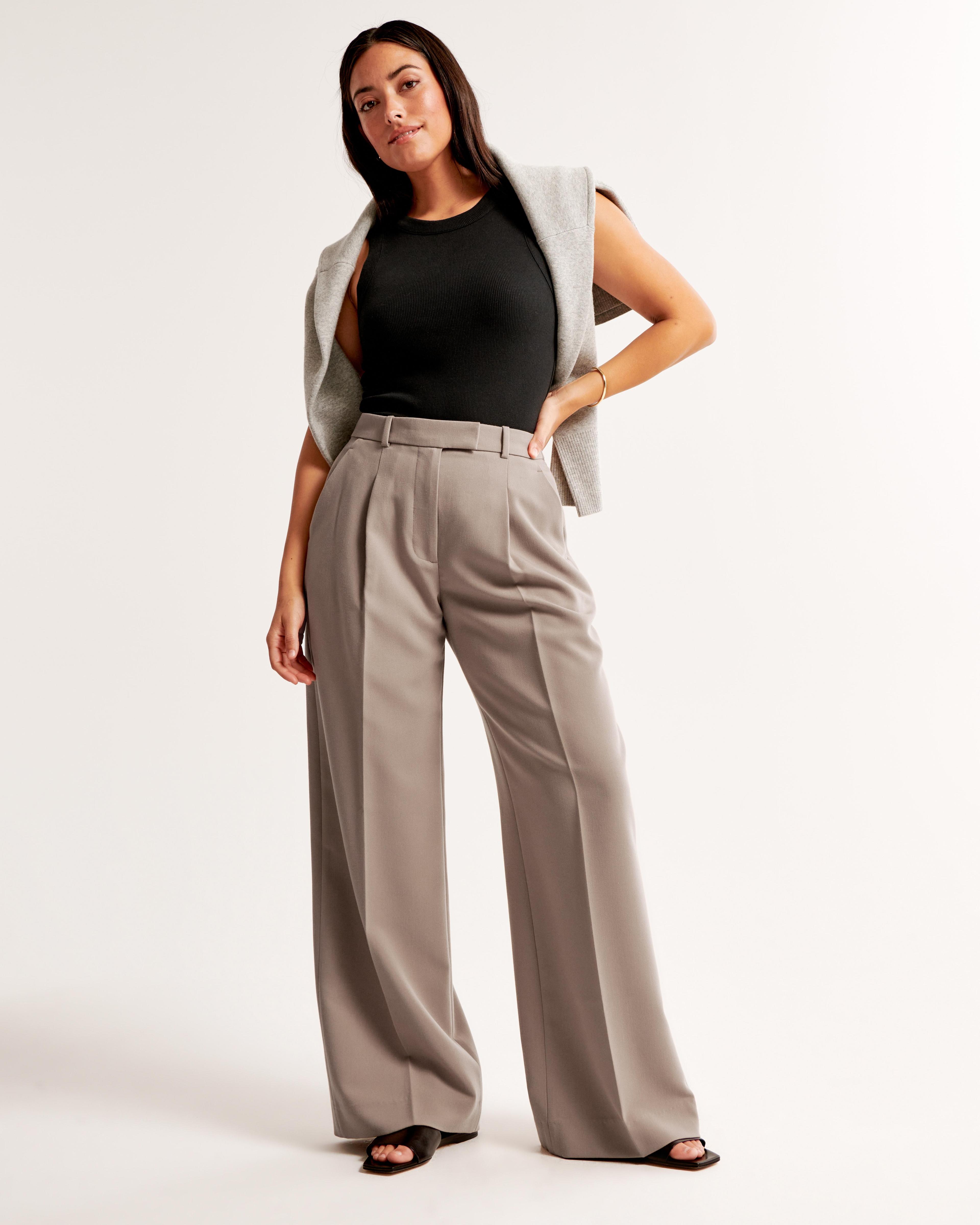 Curve Love A&F Harper Tailored Ultra Wide Leg Pant Product Image