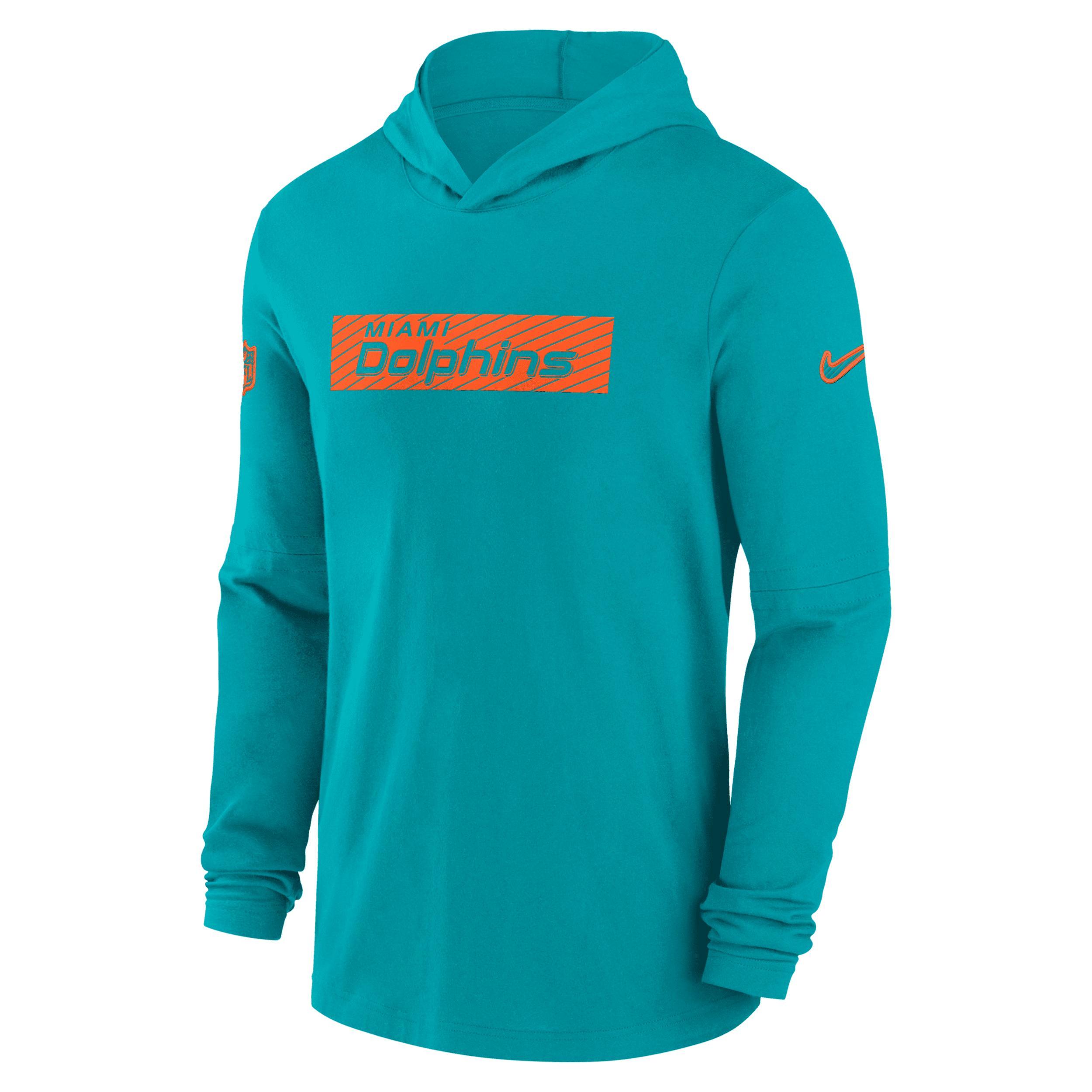 Miami Dolphins Sideline Nike Men's Dri-FIT NFL Long-Sleeve Hooded Top Product Image