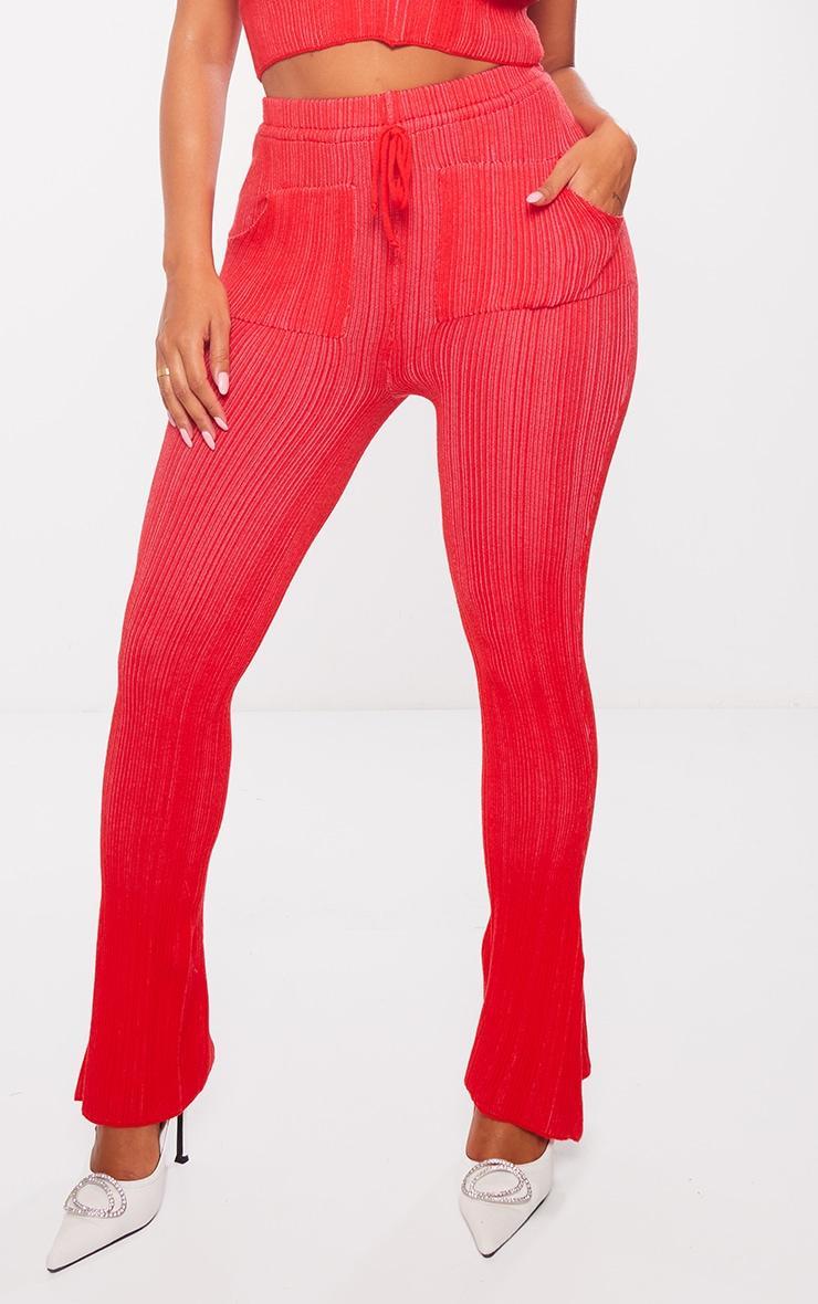 Shape Red Knit Contrast Drawstring Flares Product Image