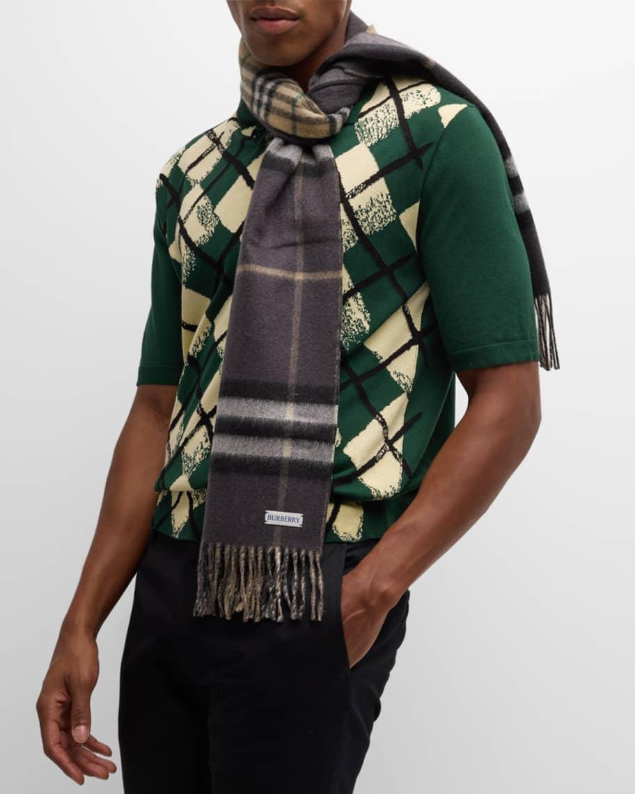 Mens Cashmere Reversible Check Scarf Product Image