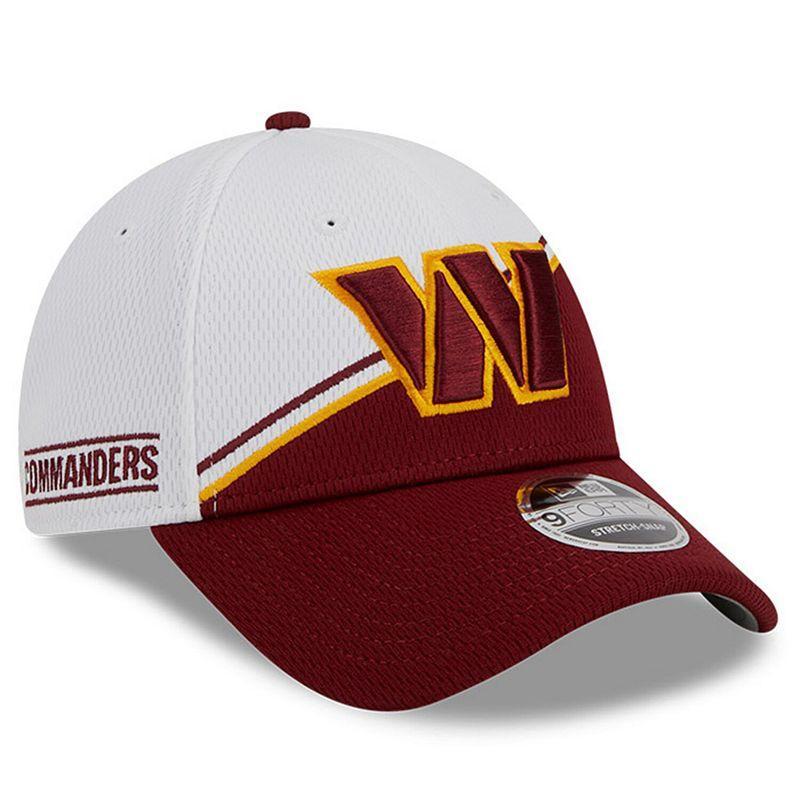 Mens New Era White/Burgundy Washington Commanders 2023 Sideline 9FORTY Adjustable Hat Product Image