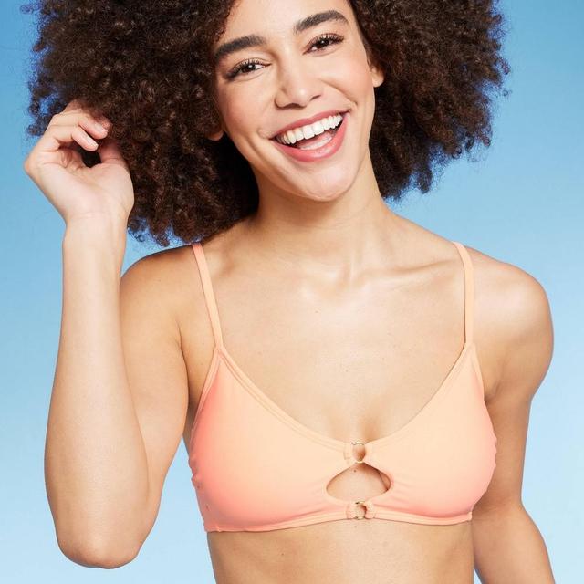 Womens Ring Front Bralette Bikini Top - Wild Fable Peach Orange XL Product Image