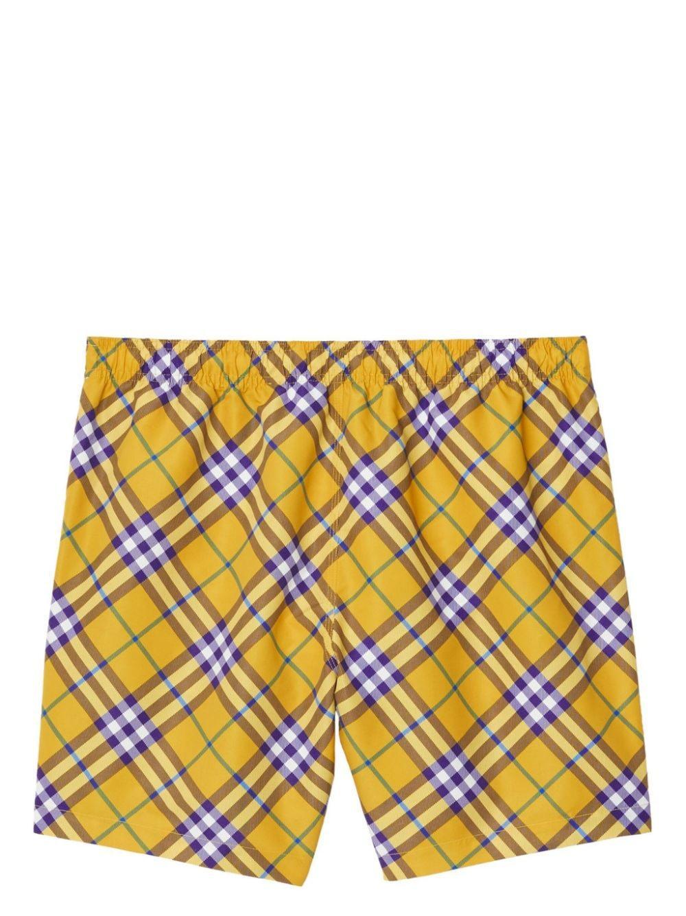 Check Swim Shorts In Yellow Product Image