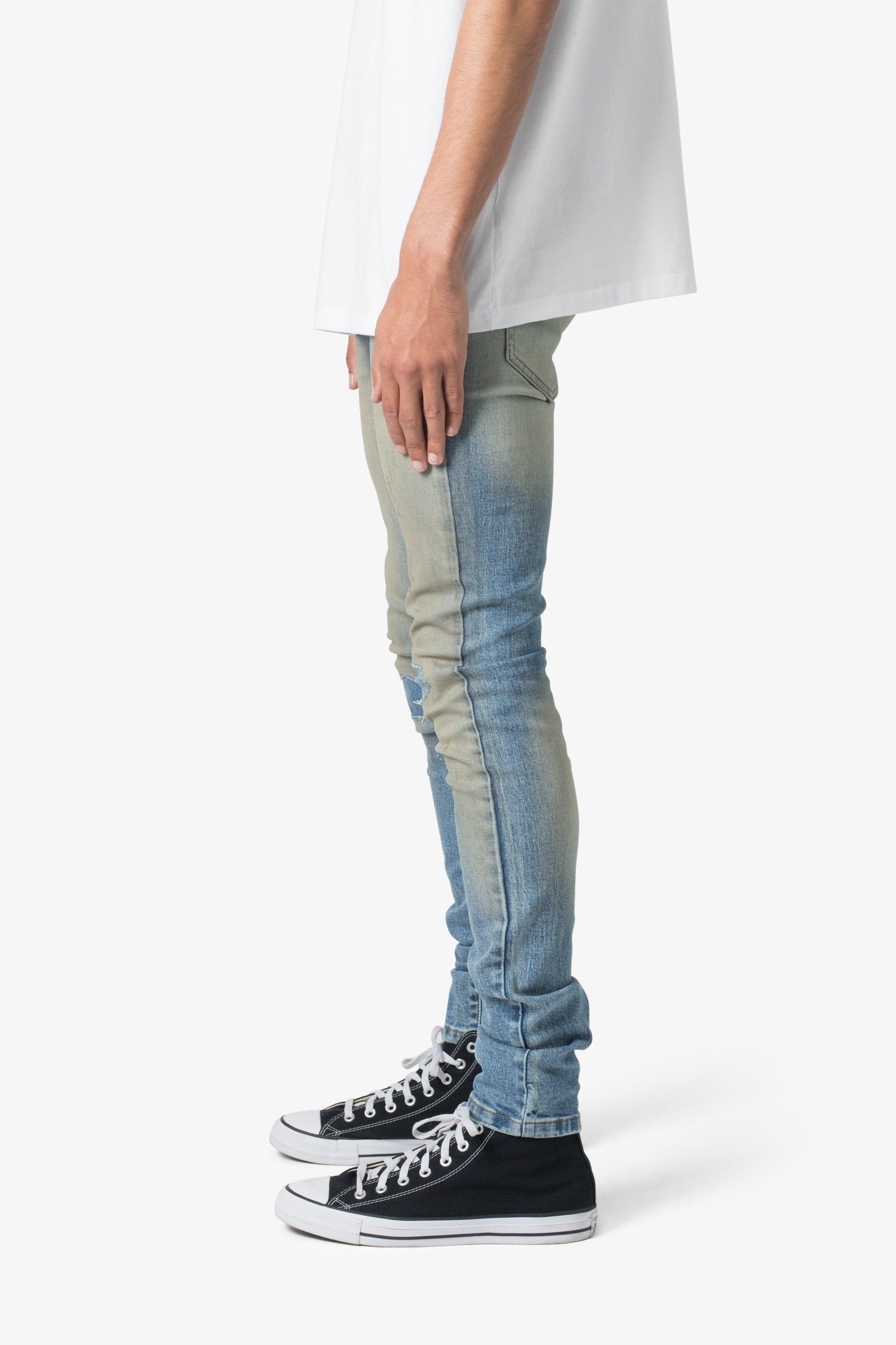 X651 Distressed Circle Knee Denim - Blue Product Image