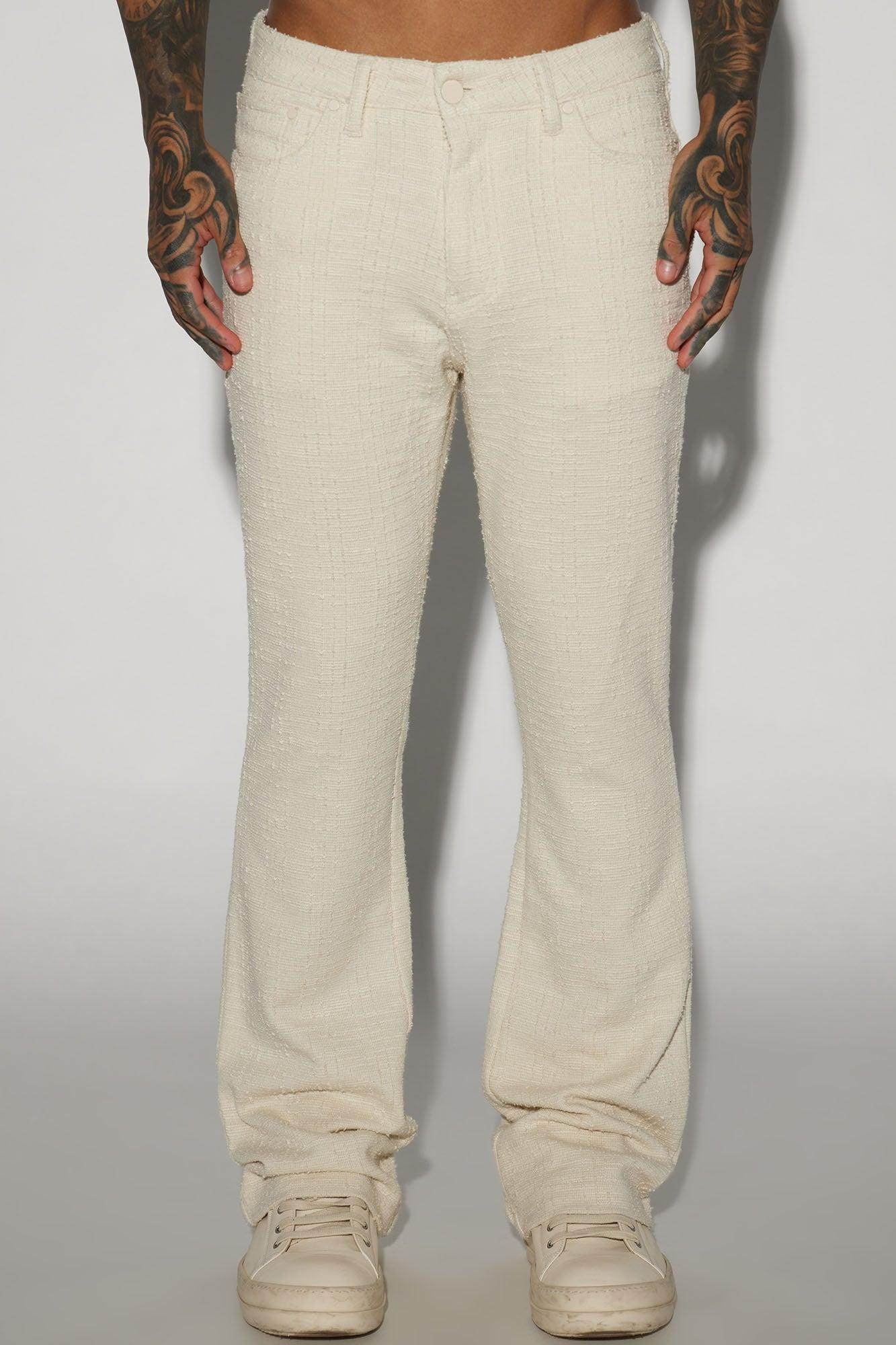 Jordan Textured Stacked Slim Flare Pants - Off White Product Image