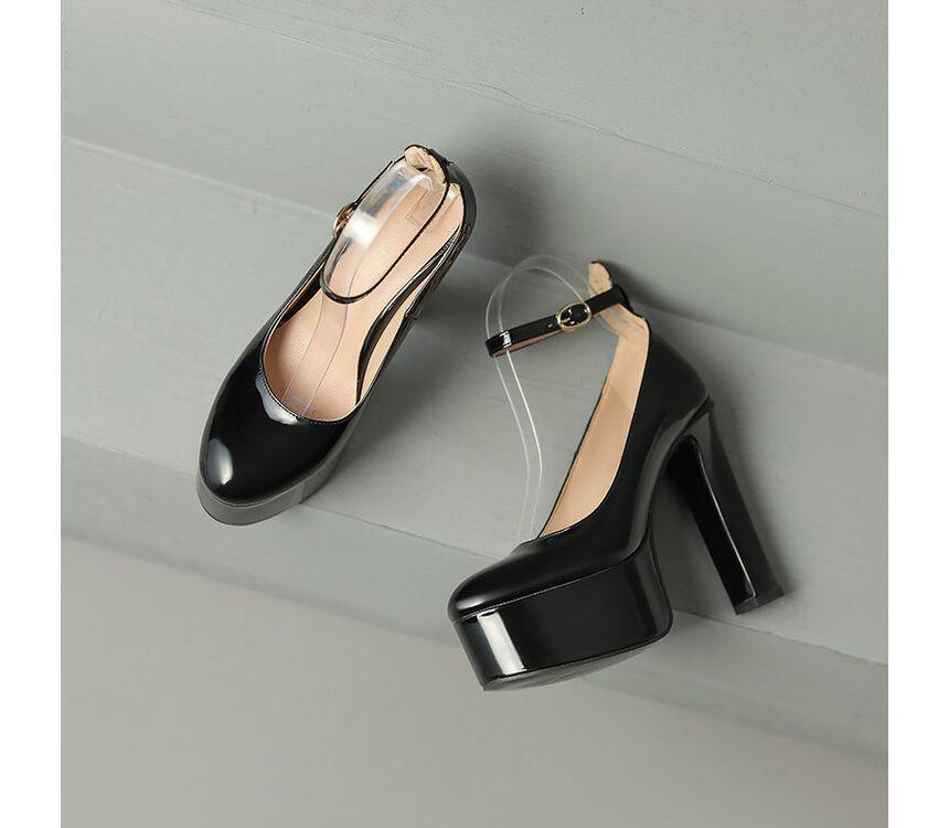 Ankle Strap Pointed Platform Chunky Heel Pumps product image